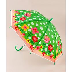 Babyhug Free Size Floral & Polka Dots Printed Umbrella - Green