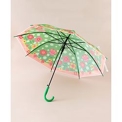Babyhug Free Size Floral & Polka Dots Printed Umbrella - Green