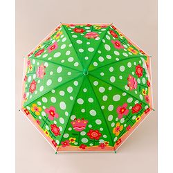 Babyhug Free Size Floral & Polka Dots Printed Umbrella - Green
