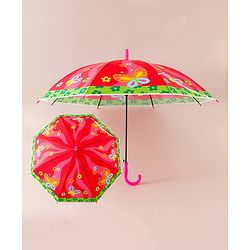 Babyhug Free Size Floral & Butterfly Printed Umbrella - Fuchsia