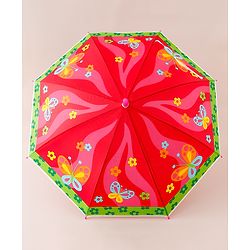 Babyhug Free Size Floral & Butterfly Printed Umbrella - Fuchsia