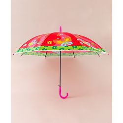 Babyhug Free Size Floral & Butterfly Printed Umbrella - Fuchsia