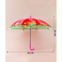Babyhug Free Size Floral & Butterfly Printed Umbrella - Fuchsia