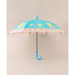 Babyhug Free Size Floral & Owl Printed Umbrella - Light Blue