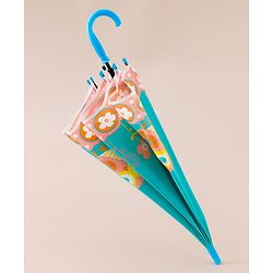 Babyhug Free Size Floral & Owl Printed Umbrella - Light Blue