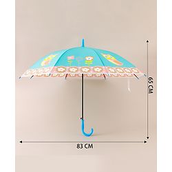 Babyhug Free Size Floral & Owl Printed Umbrella - Light Blue