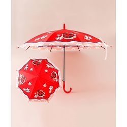 Babyhug Free Size Caterpillar & Floral Printed Umbrella - Red