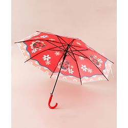 Babyhug Free Size Caterpillar & Floral Printed Umbrella - Red