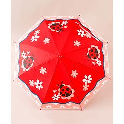 Babyhug Free Size Caterpillar & Floral Printed Umbrella - Red