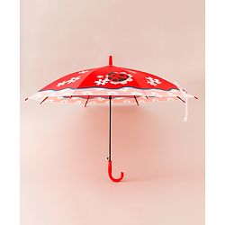Babyhug Free Size Caterpillar & Floral Printed Umbrella - Red