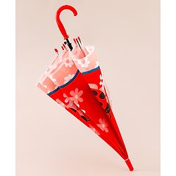 Babyhug Free Size Caterpillar & Floral Printed Umbrella - Red