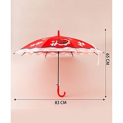 Babyhug Free Size Caterpillar & Floral Printed Umbrella - Red