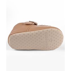 Cute Walk by Babyhug Velcro Closure Booties with Floral Embroidery - Beige