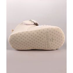 Cute Walk by Babyhug Velcro Closure Booties with Floral Embroidery - Beige