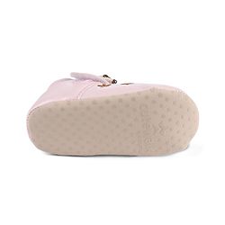 Cute Walk by Babyhug Velcro Closure Booties with Floral Embroidery & Bow Applique - Peach