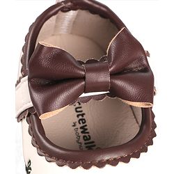 Cute Walk by Babyhug Velcro Closure Booties with Floral Embroidery & Bow Applique - White