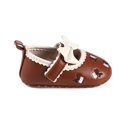 Cute Walk by Babyhug Velcro Closure Booties with Floral Embroidery & Bow Applique - White