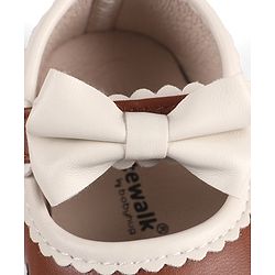 Cute Walk by Babyhug Velcro Closure Booties with Floral Embroidery & Bow Applique - White