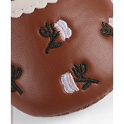 Cute Walk by Babyhug Velcro Closure Booties with Floral Embroidery & Bow Applique - White