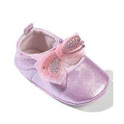 Cute Walk by Babyhug Velcro Closure Booties with Bow Applique - Pink