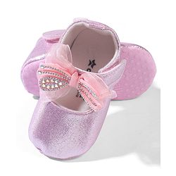 Cute Walk by Babyhug Velcro Closure Booties with Bow Applique - Pink
