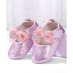 Cute Walk by Babyhug Velcro Closure Booties with Bow Applique - Pink