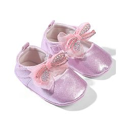 Cute Walk by Babyhug Velcro Closure Booties with Bow Applique - Pink