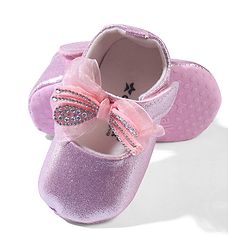 Cute Walk by Babyhug Velcro Closure Booties with Bow Applique - Pink