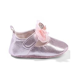 Cute Walk by Babyhug Velcro Closure Booties with Bow Applique - Pink