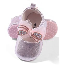 Cute Walk by Babyhug Velcro Closure Booties with Bow Applique - Pink