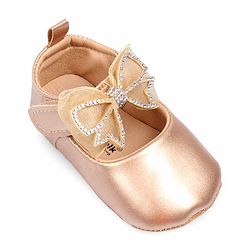 Cute Walk by Babyhug Booties With Bow Applique - Rose Gold