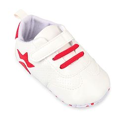 Cute Walk by Babyhug Velcro Closure Booties with Star Applique - Pink & White