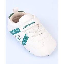Cute Walk by Babyhug Velcro Closure Printed Booties - Pink & White