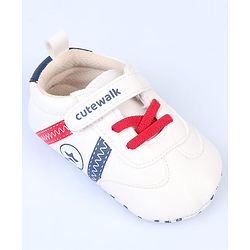 Cute Walk by Babyhug Velcro Closure Printed Booties - Pink & White