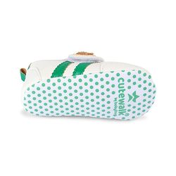 Cute Walk by Babyhug Velcro Closure Booties with Bear Applique - Green & White