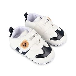 Cute Walk by Babyhug Velcro Closure Booties with Bear Applique - Green & White