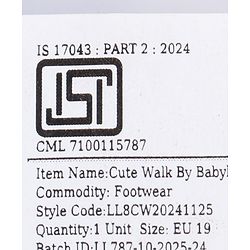 Cute Walk by Babyhug Velcro Closure Booties with Bear Applique - Green & White