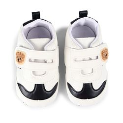 Cute Walk by Babyhug Velcro Closure Booties with Bear Applique - Green & White