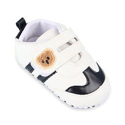Cute Walk by Babyhug Velcro Closure Booties with Bear Applique - Green & White