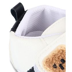 Cute Walk by Babyhug Velcro Closure Booties with Bear Applique - Green & White