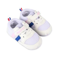 Cute Walk by Babyhug Velcro Closure Booties with Stripes - White & Pink