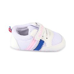 Cute Walk by Babyhug Velcro Closure Booties with Stripes - White & Pink