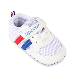 Cute Walk by Babyhug Velcro Closure Booties with Stripes - White & Pink