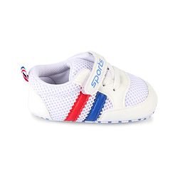 Cute Walk by Babyhug Velcro Closure Booties with Stripes - White & Pink
