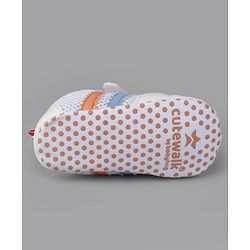 Cute Walk by Babyhug Velcro Closure Booties with Stripes - White & Pink