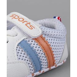 Cute Walk by Babyhug Velcro Closure Booties with Stripes - White & Pink