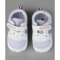 Cute Walk by Babyhug Velcro Closure Booties with Stripes - White & Pink