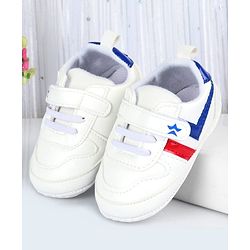 Cute Walk by Babyhug Velcro Closure Booties with Stripes - White