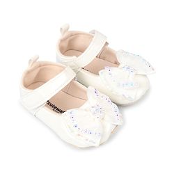 Cute Walk by Babyhug Velcro Closure Booties With Bow Applique - White