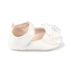 Cute Walk by Babyhug Velcro Closure Booties With Bow Applique - White